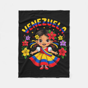 Süßes venezolanisches Mädchen Kinder traditionelle Fleecedecke
