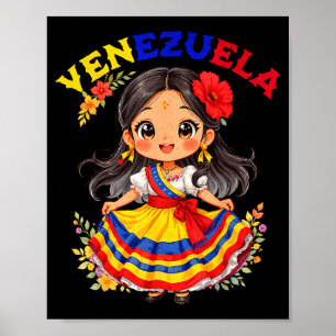 Süßes venezolanisches Mädchen traditionelle farben Poster