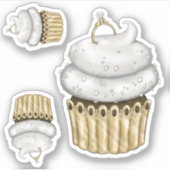 Süßes Verlobung Cupcake Aufkleber (Vorderseite)