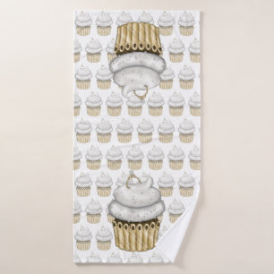 Süßes Verlobung Cupcake Badehandtuch