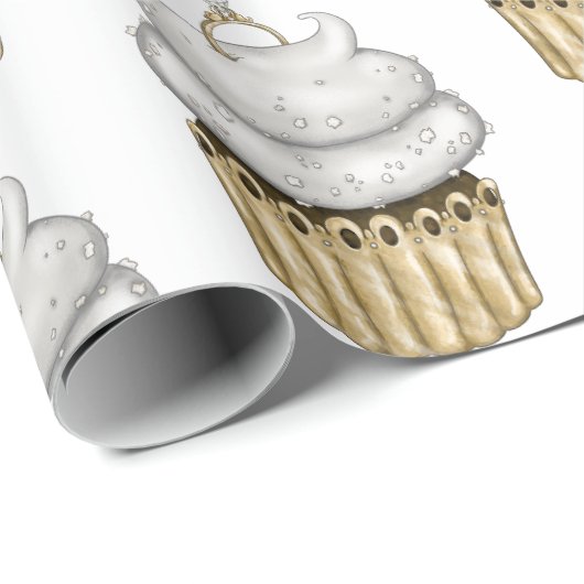 Süßes Verlobung Cupcake Geschenkpapier (Rolleneckpunkt)