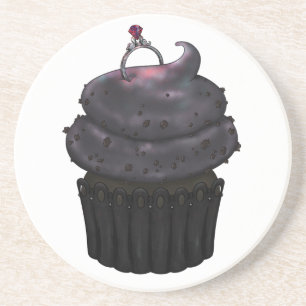 Süßes Verlobung Cupcake Getränkeuntersetzer