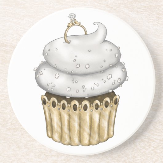 Süßes Verlobung Cupcake Getränkeuntersetzer (Vorne)