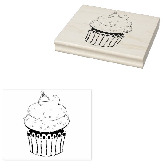 Süßes Verlobung Cupcake Gummistempel (Stempel)