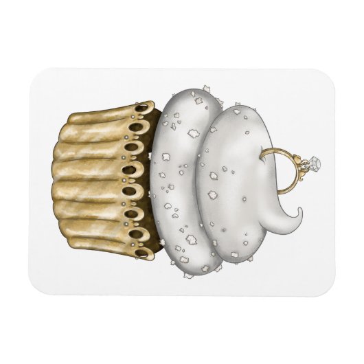 Süßes Verlobung Cupcake Magnet (Horizontal)