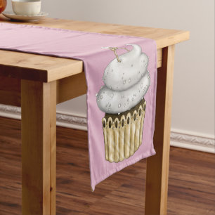 Süßes Verlobung Cupcake Mittelgroßer Tischläufer