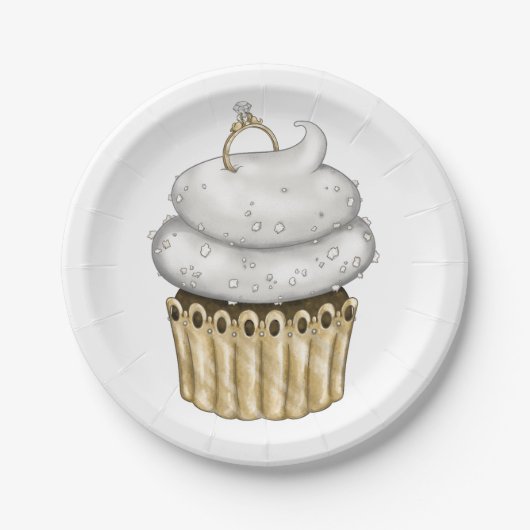 Süßes Verlobung Cupcake Pappteller (Vorderseite)