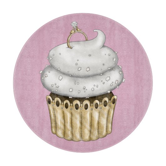 Süßes Verlobung Cupcake Schneidebrett (Vorderseite)