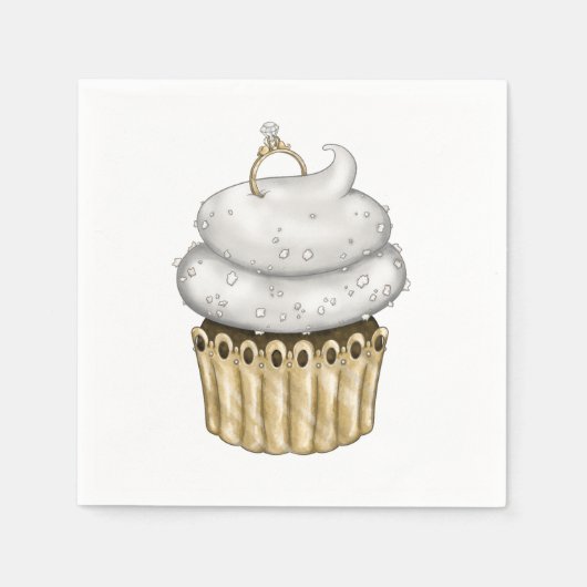 Süßes Verlobung Cupcake Serviette (Vorderseite)