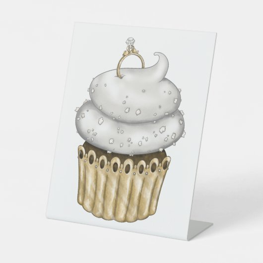Süßes Verlobung Cupcake Sockelschild (Vorderseite)