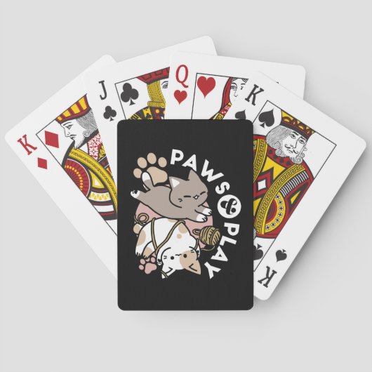 Süßes verspielt Katzen Design – Lustige Pfoten und Spielkarten (Rückseite)