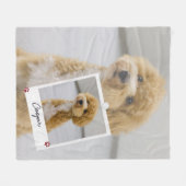 Süßes verspielt Polaroid-Hundefoto Fleecedecke (Vorderseite (Horizontal))