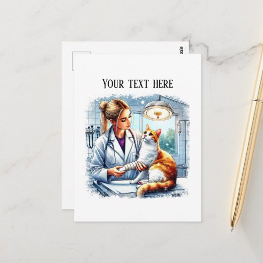 Süßes Veterinärbüro anpassbar Postkarte (Vorderseite/Rückseite Beispiel)