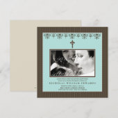 Süßes viktorianisches Aqua-blaue Taufe-Einladung Einladung (Vorne/Hinten)