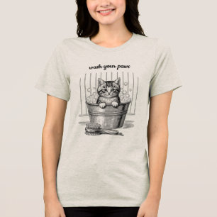 Süßes Vintage-Badekätzchen-T-Shirt Tri-Blend Shirt