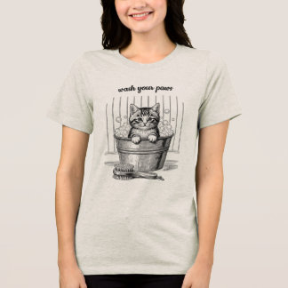Süßes Vintage-Badekätzchen-T-Shirt Tri-Blend Shirt
