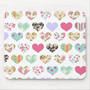 Süßes Vintage-Blumen-Herzen-Quilt-Muster Mousepad