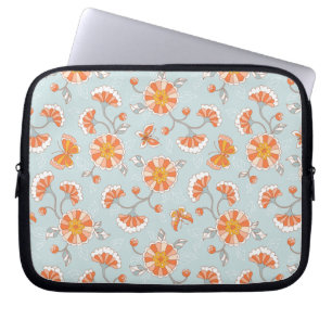 Süßes Vintage-Blumen-Schmetterlingsmuster Laptopschutzhülle