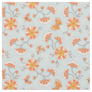Süßes Vintage-Blumen-Schmetterlingsmuster Stoff