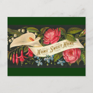Süßes Vintage-Blumen- Zuhause Süßes Zuhause Postkarte