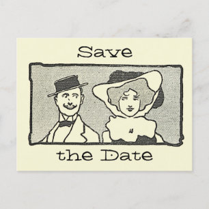 Süßes Vintage-Cartoon-Paar - Heiratsantrag Postkarte