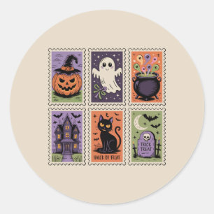 Süßes Vintage-Halloween-Sticker-Set - Bezaubernder Runder Aufkleber