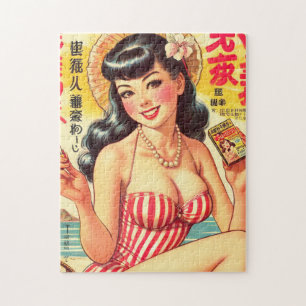 Süßes vintage japanisches Mädchen Puzzle