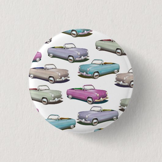Süßes vintage klassisches Auto-Muster Button (Vorderseite)
