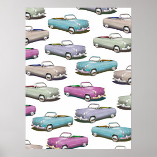Süßes vintage klassisches Auto-Muster Poster