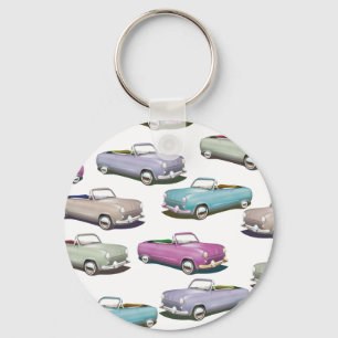 Süßes vintage klassisches Auto-Muster Schlüsselanhänger