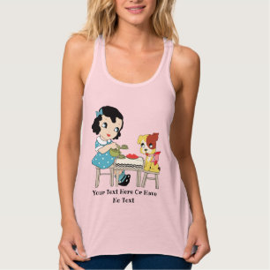 Süßes vintage-retro-Mädchen und kitschiger Hundewe Tank Top