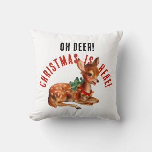 Süßes Vintage-Rot-Weiß-Weihnachtsrentier Kissen