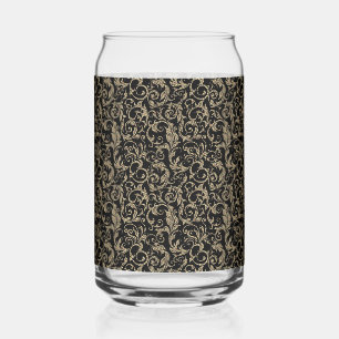 Süßes vintage schwarzes braunes Blumenmuster Dosenglas