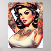 Süßes Vintage-Tätowiermädchen Poster (Vorne)