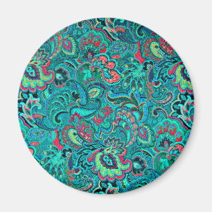 Süßes vintage türkisfarbenes Blumenmuster Magnet