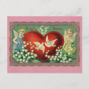 Süßes Vintage-Valentinstag-Victorianischer-Engel-H Postkarte