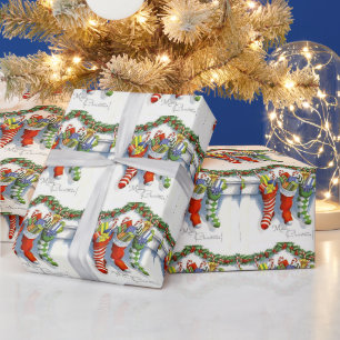 Süßes vintage Weihnachten, Strümpfe, Kamin Geschenkpapier