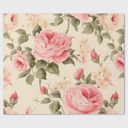 Süßes Vintages Englisch Rose Geschenkpapier (Flach)