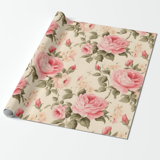 Süßes Vintages Englisch Rose Geschenkpapier (Ungerollt)