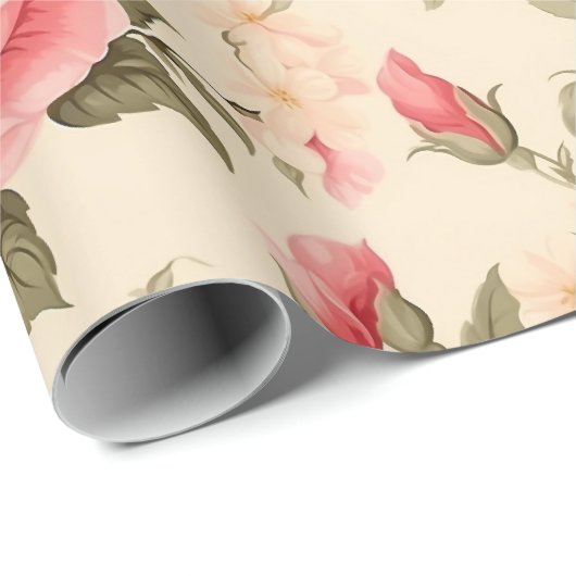 Süßes Vintages Englisch Rose Geschenkpapier (Rolleneckpunkt)