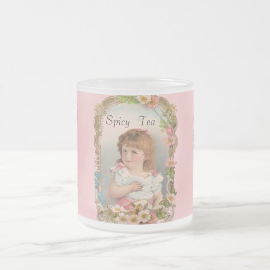 Süßes Vintages Mädchen Mattglastasse (Mittel)