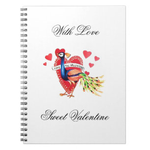 Süßes Vintages Pfau Valentine Notizblock