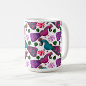 Süßes Vogel-Blumenmuster | Farbige Vögel Kaffeetasse (VorderseiteRechts)