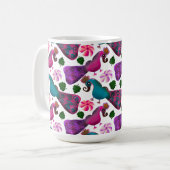 Süßes Vogel-Blumenmuster | Farbige Vögel Kaffeetasse (Vorderseite Links)