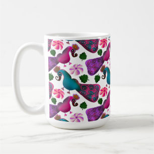Süßes Vogel-Blumenmuster Farbige Vögel Kaffeetasse