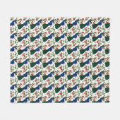 Süßes Vogel-Blumenmuster | Farbiger blauer Vogel m Fleecedecke (Vorderseite (Horizontal))