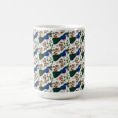 Süßes Vogel-Blumenmuster | Farbiger blauer Vogel m Kaffeetasse (Mittel)