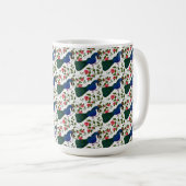 Süßes Vogel-Blumenmuster | Farbiger blauer Vogel m Kaffeetasse (VorderseiteRechts)