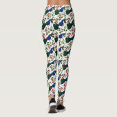 Süßes Vogel-Blumenmuster | Farbiger blauer Vogel m Leggings (Rückseite)