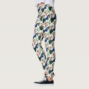 Süßes Vogel-Blumenmuster   Farbiger blauer Vogel m Leggings